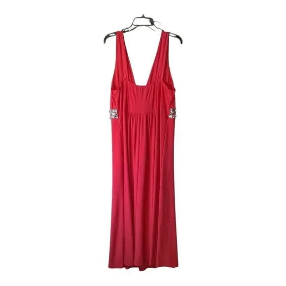 SJP by Sarah Jessica Parker A-Line Maxi Dress/Gown Women Size 1X Coral Sleeveles - Picture 6 of 8